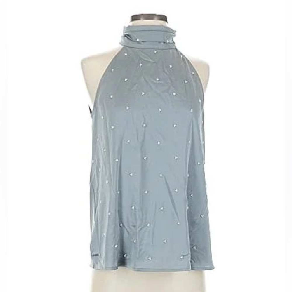 Ann Taylor Silver/Grey Pearl Embellished Halter Top